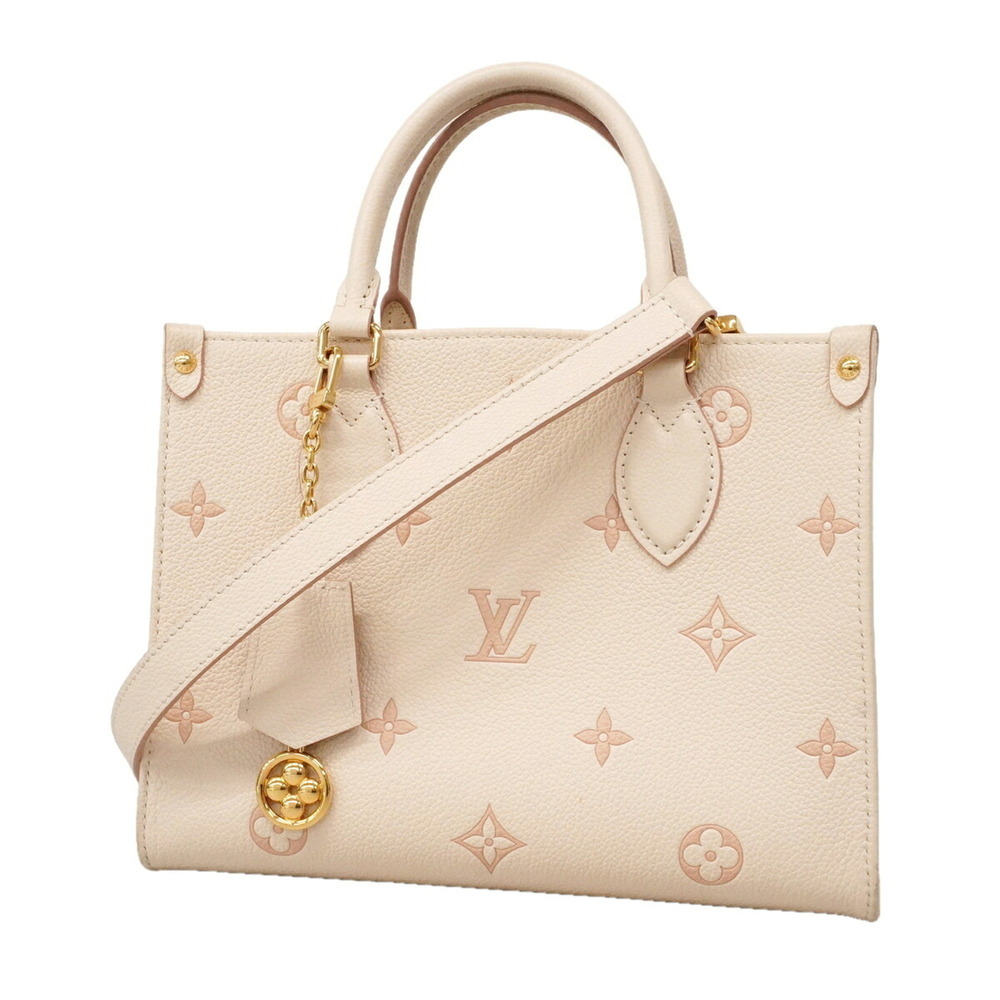 Louis Vuitton Monogram Empreinte Bicolor OnTheGo PM Tote Bag M28313 White Mil...